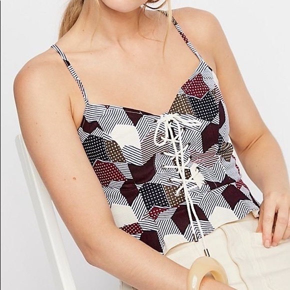 Free People Patchwork Lace Up Corset - Picture 2 of 5